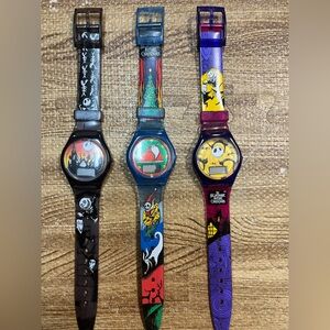 1993 Tim Burton Nightmare Before Christmas LOT of 3 Burger King Watches - 8.75"